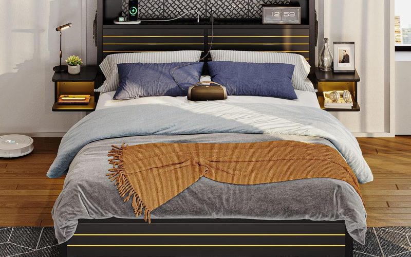 Bestier Queen Bed Frame with Horizontal Golden Stripe Review